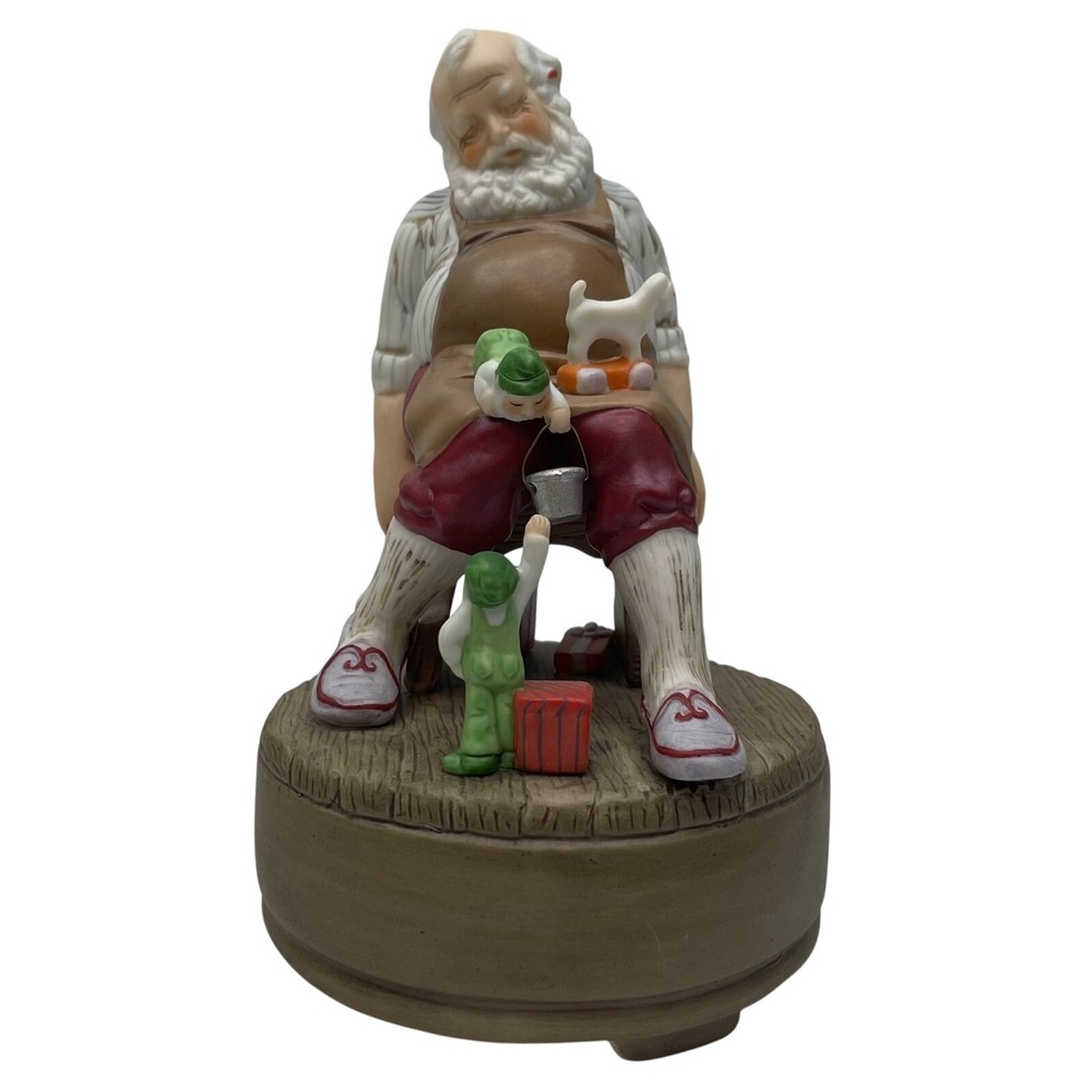 Vintage 1984 Hallmark Porcelain Musical Figurine‎ Napping Santa